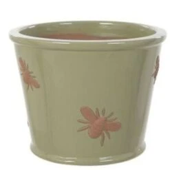Woodlodge 31cm Glazed Green Bee Pot
