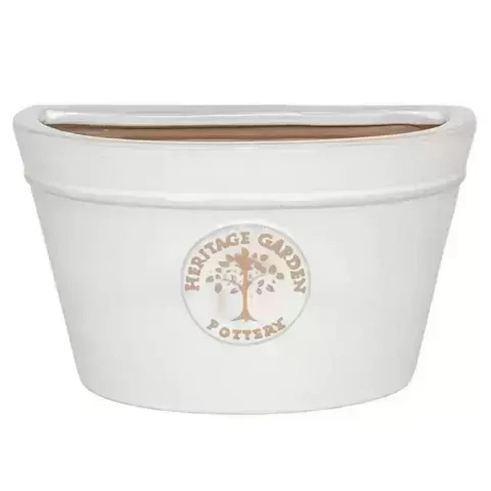 Woodlodge 26cm White Edwardian Glazed Wall Planter 1 Woodlodge 26cm White Edwardian Glazed Wall Planter