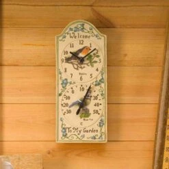 Outside In 28cm Birdberry Wall Clock & Thermometer -Outdoor Gardening Shop 5050642006385 3