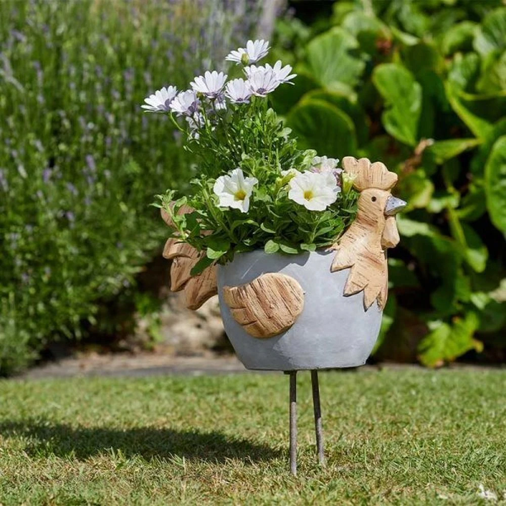 Flamboya 40cm Woodstone Rooster Planter 2 Flamboya 40cm Woodstone Rooster Planter - Image 2