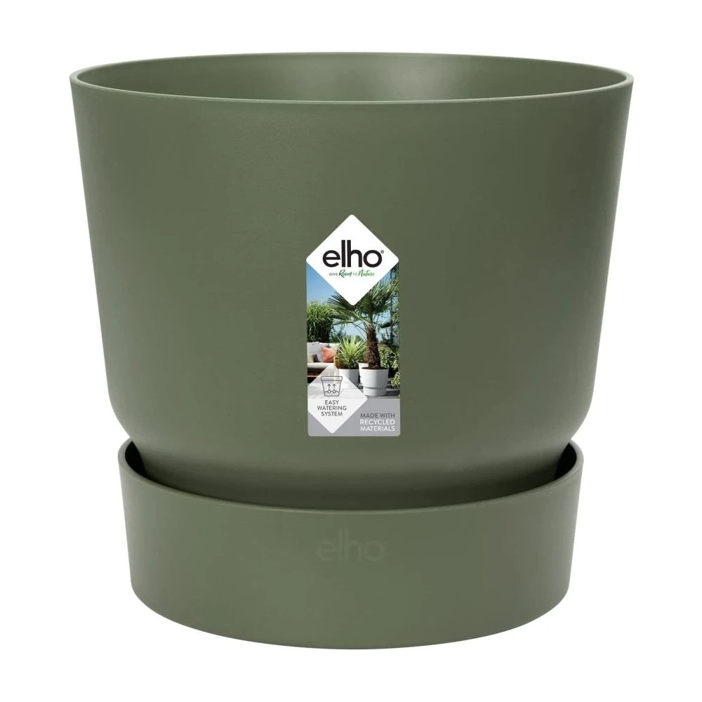 Elho 25cm Leaf Green Greenville Round Planter 1 Elho 25cm Leaf Green Greenville Round Planter