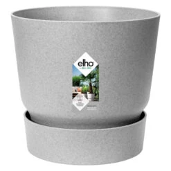 Elho 25cm Living Concrete Greenville Round Planter
