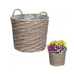 Koopman 39cm Wicker Basket Planter -Outdoor Gardening Shop 8719202993394 3